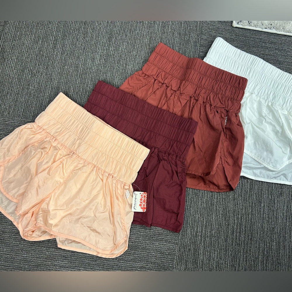 Stylish Women's Athletic Shorts Set - Peach, Burgundy, White